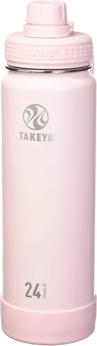 Vista 2 de Takeya Actives Insulated Stainless Steel Water Bottle with Spout Lid, 24 Ounce, Blush and Arctic