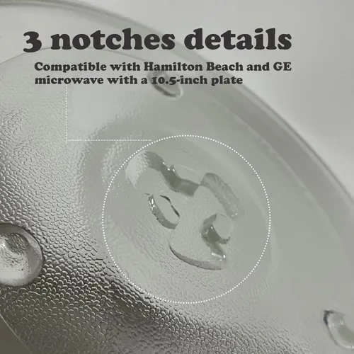 Vista 7 de Placa de vidrio de repuesto para microondas de 10 1/2 pulgadas compatible con Hamilton Beach 252100500497, HB-P90D23, plato giratorio de vidrio