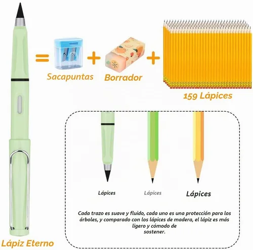 Vista 6 de Ainiv Lápiz de color sin tinta, 12 juegos de lápiz infinito sin afilar, reutilizable, con 12 puntas reemplazables de color extra para escribir