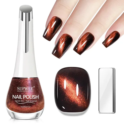 Vista 28 de Esmalte de uñas magnético de secado rápido, color negro y azul Negro azul