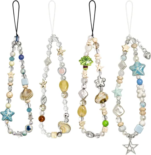 Vista 16 de cioatu 4 Piezas de Lindos Abalorios para Teléfono, Correa de Teléfono con Cuentas Estética Y2K, Llavero para Celular, Lindo Oso Mariposa Corazón