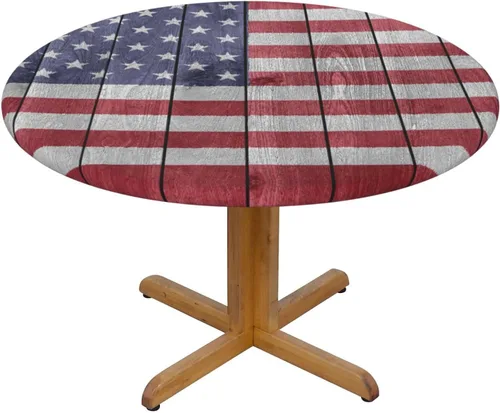 Vista 13 de Futterya Decorative Round Tablecloth Fitted Elastic Waterproof Table Cloth Cover Stretch Table Pad Cover for Parties Weddings Banquet Outdoor Events