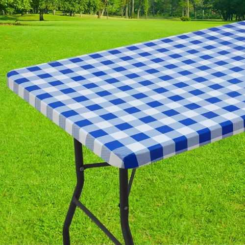Vista 17 de Smiry Mantel cuadrado de pícnic, manteles de vinilo elásticos impermeables, fundas de mesa de lana cuadriculada con parte trasera de franela