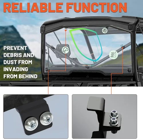 Vista 6 de Kojem Parabrisas trasero compatible con Can-Am Defender HD 5 HD 8 HD 10 MAX Smoke Back Wind Shelter 2016-2023 parabrisas panel trasero