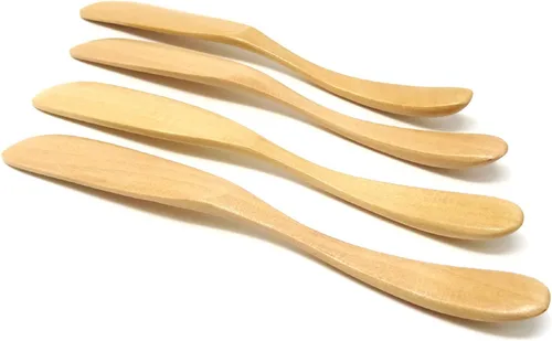 Vista 3 de Honbay 4 espátulas de madera hechas a mano para cocina