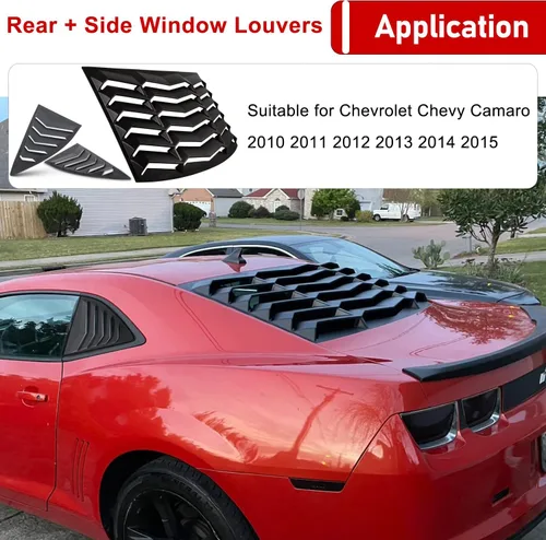 Vista 2 de Cubierta de parasol para ventanas laterales y traseras, de ABS en negro mate, para parabrisas de Chevrolet Chevy Camaro 2010-2015