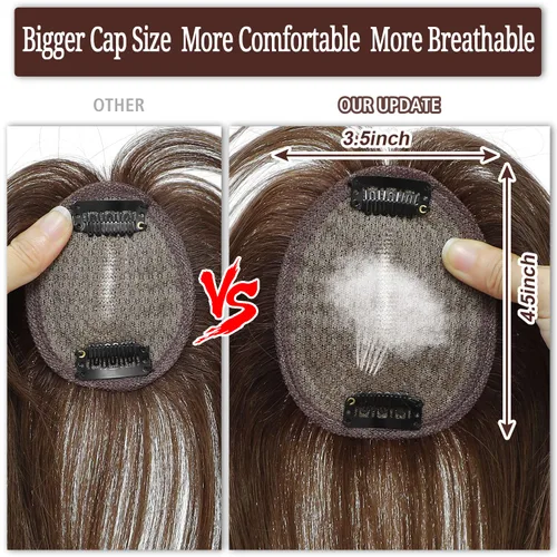 Vista 5 de Molefi Extensiones de cabello para mujer, cabello humano real con flequillo, extensiones de cabello superior para adelgazar, pelucas de cabello Remy