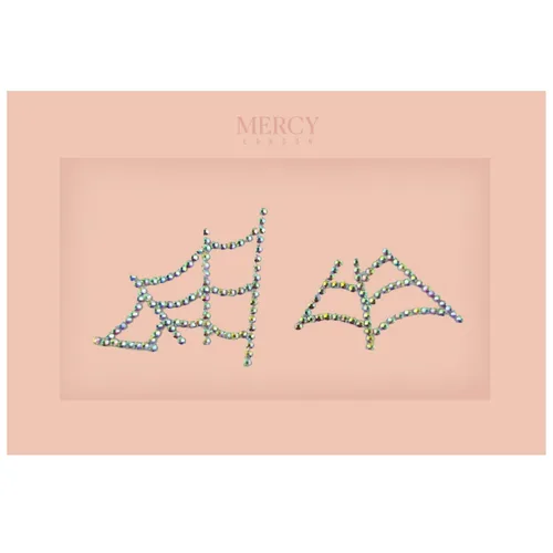 Vista 2 de Joyas para la cara de telarañas de Crytal- Accesorios para disfraz de araña Mercy London, gemas para la cara, joyas todo en uno, tocado de Halloween