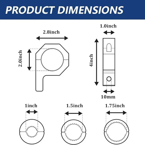 Vista 4 de 4WDKING - Kit de montaje de abrazadera de barra horizontal, 2 unidades de barra de luz LED de 1 pulgada, 1.5 pulgadas, 1.75 pulgadas, 2 pulgadas