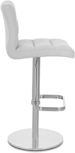 Vista 5 de Zuri Muebles Taburete de bar moderno de altura ajustable gris exuberante con base plana redonda cepillada