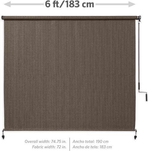 Vista 5 de Coolaroo Persiana Enrollable para Exteriores con Varilla - 90% de Bloqueo UV Transpirable Sombra Filtrante de Luz para Patio o Porche, Resistente a