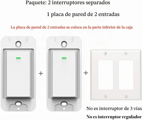 Vista 7 de Interruptor de luz inteligente, interruptores de luz WiFi inteligentes dobles, interruptor inteligente de 2 bandas funciona con Alexa Google