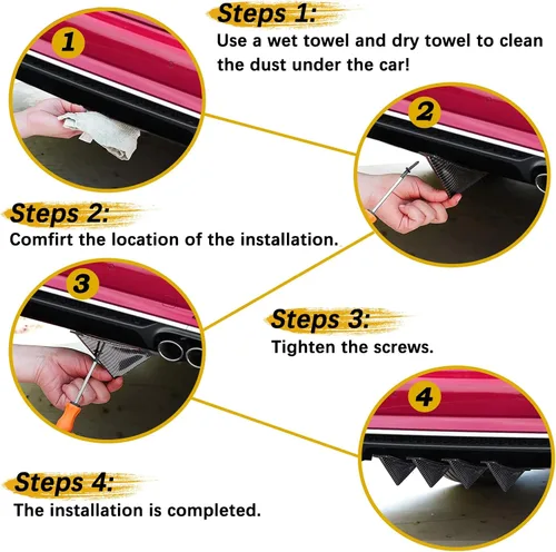 Vista 5 de 4 piezas de difusor de parachoques trasero de forma curva universal, kit de cubiertas de adorno de alerón de aleta de tiburón, divisor de ala