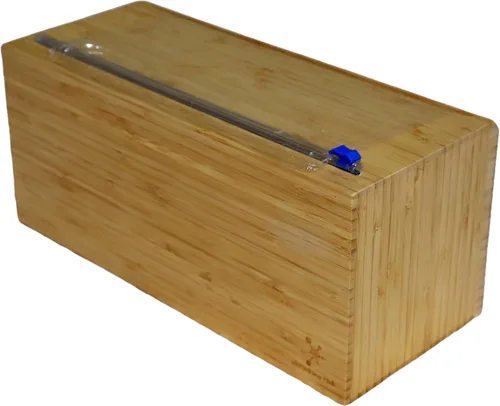 Vista 9 de Dispensador de rollos de bolsas selladoras al vacío con cortador deslizante, dispensador de bolsas de vacío de bambú reutilizable que se adapta a