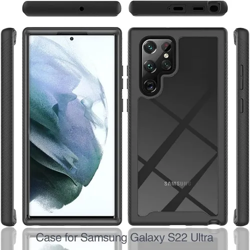 Vista 3 de Asuwish Funda para teléfono Samsung Galaxy S22 Ultra 5G con protector de pantalla de vidrio templado y soporte delgado, funda protectora híbrida