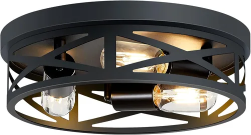 Vista 9 de SKEJAO Luminaria de Techo de Montaje Empotrado, Luminaria de Techo Negra de 2 Luces para Pasillo, Luminarias de Techo de Montaje Empotrado para Casa