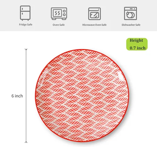 Vista 4 de Selamica Juego de Platos de Postre de Cerámica de 6, Platos Mini de 6 Pulgadas para Pastel, Snacks y Guarnición, Apto para Microondas y Lavavajillas