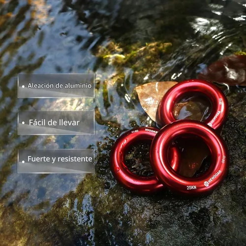 Vista 3 de NewDoar Rappel Ring 25kN Oro Grande O-Ring Cuerda Conector para Escalada Arborista Rescate Hamaca y Slackline