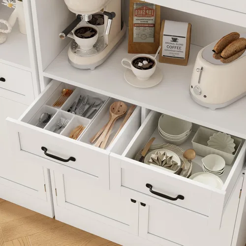 Vista 6 de HOSTACK 71“ Tall Kitchen Pantry Storage Cabinet, Modern Kitchen Hutch Bar Cabinet with Microwave Stand, Wood Buffet Sideboard with Hutch, Cupboard