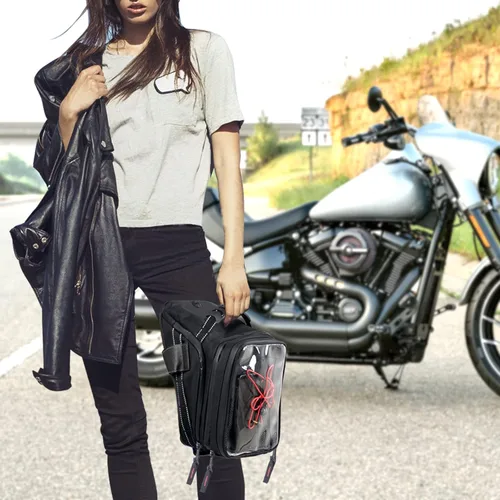 Vista 6 de Bolsa para tanque de motocicleta Sresk con correa, bolsa de almacenamiento compatible con Honda Yamaha Suzuki Kawasaki Harley, resistente al agua