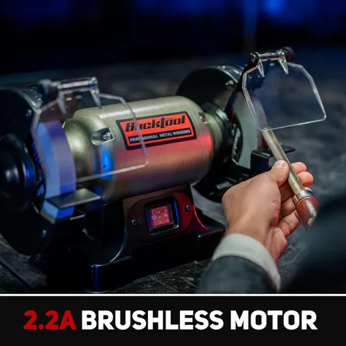 Vista 6 de BUCKTOOL Esmeriladora de banco de 6 pulgadas 1/3HP de baja velocidad, Esmeriladora de rueda sin oscilación de alta precisión, TLG-150S
