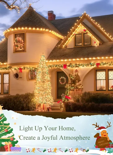 Vista 6 de Clips de luz de Navidad todo en uno de Brightown, ganchos universales de canalón y clip de teja para luces C7, C9 y mini, paquete de 50