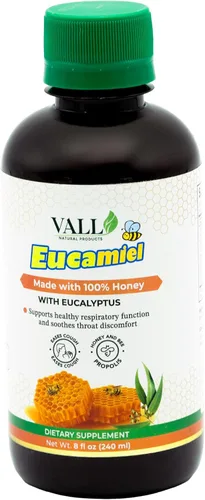 Vall-Eucamiel - Solución oral Eucamiel - 8 fl oz (8.1 fl oz) - Sabor a eucalipto - Apoya la expulsión natural de flema y alivia la garganta para una