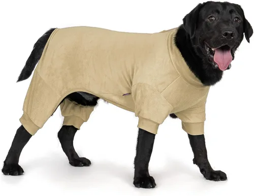 Vista 24 de cyeollo Pijama de forro polar para perro, overol térmico para perrito, enterizo elástico para perros, ropa para gatos, color azul marino, talla XS