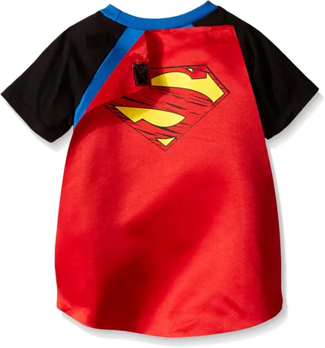 Vista 3 de Warner Bros. Justice League Superman Batman Robin Cosplay T-Shirt and Cape Toddler to Big Kid