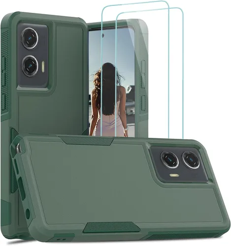Vista 52 de Jeylly para Moto G Stylus 5G 2021 Funda con [2 Pack] Protector de Pantalla de Vidrio Templado, Protección Grado Militar Anti-Arañazos, Funda A