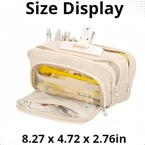 Vista 5 de Estuche para lápices de gran capacidad, 3 compartimentos, bolsa grande para lápices, estuche para lápices, organizador de almacenamiento simple