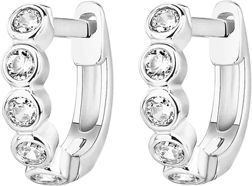 Vista 3 de PAVOI 14K Gold Plated Sterling Silver Post Pave Cubic Zirconia Huggie Hoop Earrings for Women