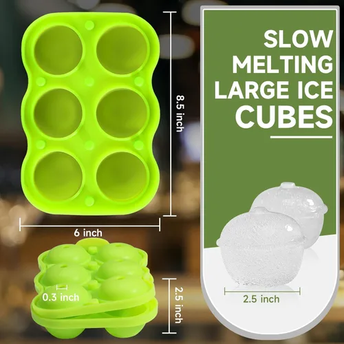 Vista 5 de Ice Cube Trays, Silicone Round Ice Ball Maker Mold, Big Whiskey Ice Ball Maker, Apples Ice Tray Mold for Cocktails, Bourbon, Freezer, Keep Drinks