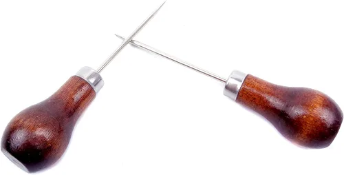 Vista 4 de MAGIKON - Herramienta de reparación de punzón de costura de cuero, mango de madera, 32 piezas