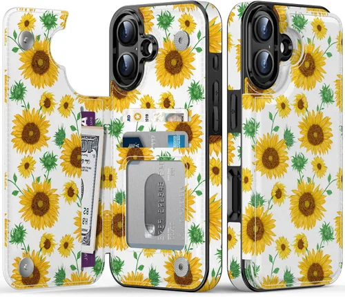 Vista 1382 de LETO para iPhone 15 Pro Funda tipo cartera - Tapa tipo folio con patada - Diseños de moda - Tarjetero - Funda protectora para mujeres y niñas - 6.1
