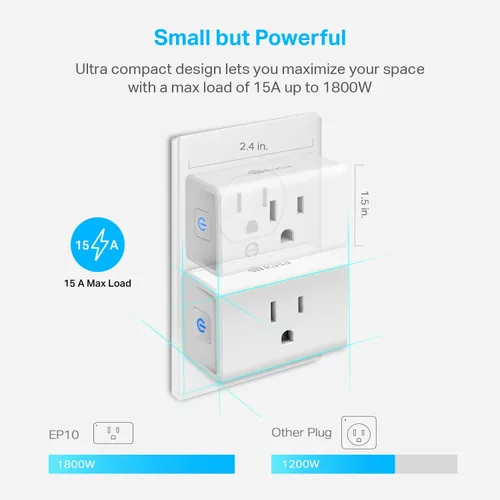 Vista 7 de Kasa Smart Plug Ultra Mini 15A, toma Wi-Fi para el hogar inteligente compatible con Alexa, Google Home e IFTTT, no requiere concentrador