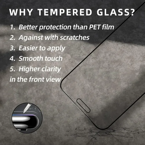 Vista 4 de EGKimBa Protector de pantalla de privacidad para iPhone 16 Plus, 15 Plus, 14 Pro Max, 6.7 pulgadas, vidrio templado con luz azul degradado - 2