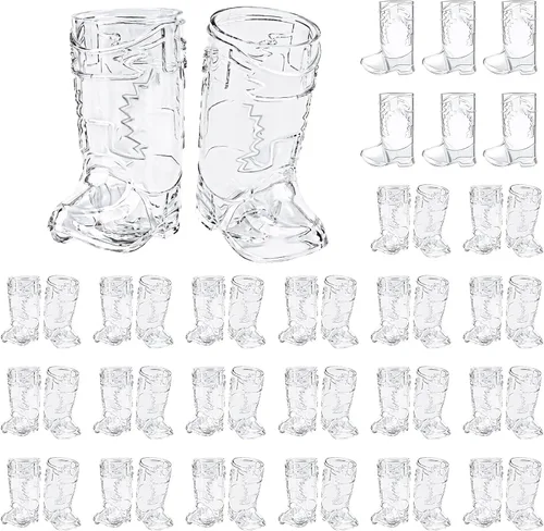Vista 13 de SAIAOKJ Vasos de Chupito en Forma de Bota de Vaquero, 12 Piezas de 1 Onza Vasos de Chupito Mini de Plástico en Forma de Bota, Vasos de Plástico