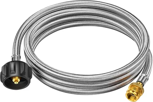 Vista 9 de Adaptador de manguera de propano de 5 pies, convertidor de 1 libra a 20 libras para tanques de 5 libras a 40 libras, manguera de gas antimordedura