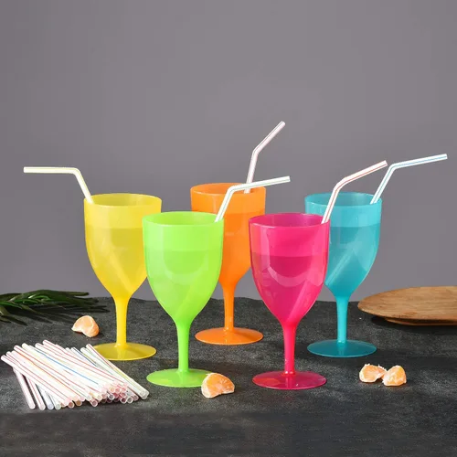 Vista 3 de ALINK Paquete de 100 pajitas flexibles a rayas, pajitas flexibles desechables de plástico, 7.75 x 0.23 pulgadas