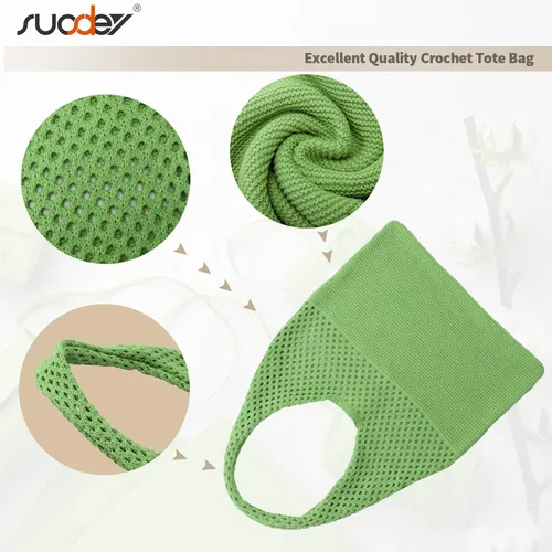 Vista 3 de SUOSDEY Crochet Mesh Beach Tote Bag, Knit Summer Vacation Aesthetic Boho Tote Bag for Women