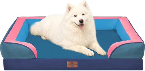 Vista 163 de Comfort Expression Cama ortopédica para perros extra grandes de 45 x 35 pulgadas, cama para mascotas XL de espuma tipo caja de huevos impermeable