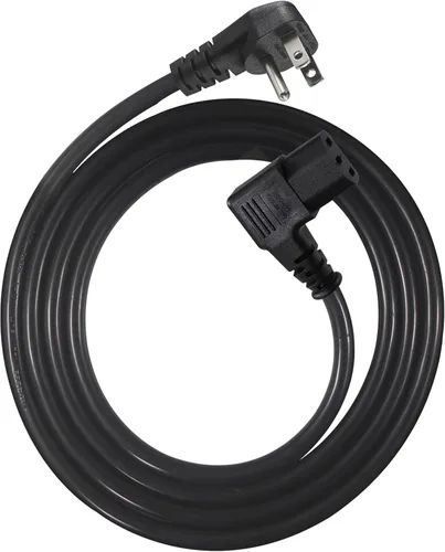Vista 13 de Cable de alimentación de 90 grados, IEC de ángulo recto de 2 pies, fuente de alimentación universal para PC, 16 AWG, NEMA 5-15P negro tipo ángulo a