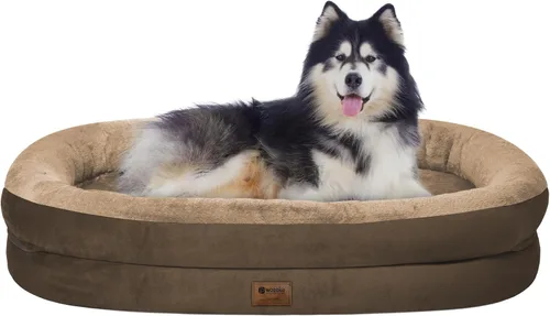 Vista 25 de Cama ortopédica lavable grande para perros: Cama de espuma viscoelástica impermeable para mascotas con refuerzos - Funda ortopédica extraíble