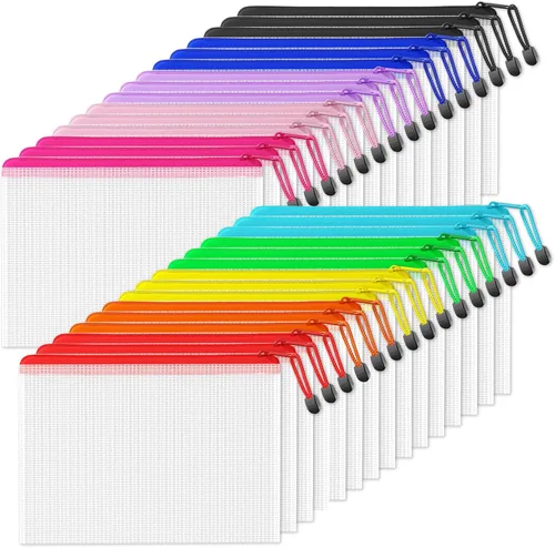 Vista 9 de SUNEE Bolsa de malla de 4 x 9 pulgadas (negro, paquetes de 30) – Bolsas impermeables con cremallera para suministros de oficina escolar