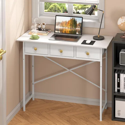 Vista 12 de Escritorio negro para escribir para dormitorio de niños, escritorio pequeño de 31.5 pulgadas para computadora para espacios pequeños, escritorio