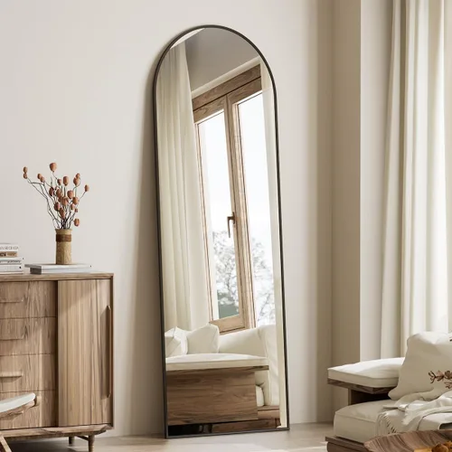 Vista 6 de Koonmi - Espejo arqueado de 21x56 pulgadas, espejo grande de pie con marco de aleación de aluminio, espejo de cuerpo completo para colocar de pie