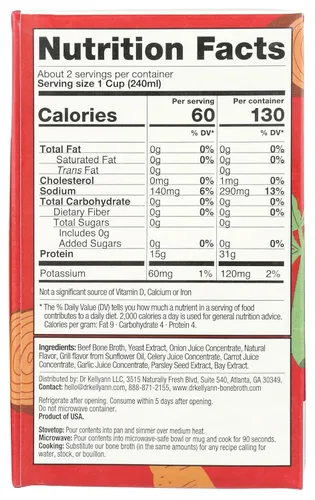 Vista 2 de Dr. Kellyann Caldo de hueso de res clásico bajo en sodio, 16.9 FZ