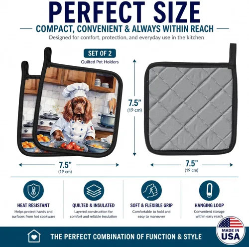 Vista 12 de Caroline's Treasures Havanese The Chef Par de Agarraderas para Ollas de Cocina Resistentes al Calor Juegos de Agarraderas para Ollas Almohadillas