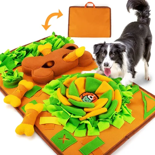 Vista 10 de AWOOF Tapete de olfateo para perros, juguete interactivo de rompecabezas para perros de 19 x 19 pulgadas, fomenta las habilidades naturales